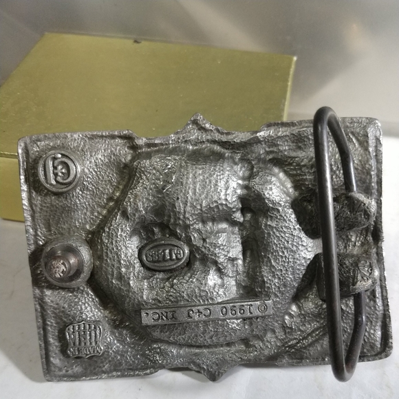 🌋Indian Belt Buckle Fine Pewter 1990 Made In The USA # 1483 by C& J Inc. - Picture 5 of 9